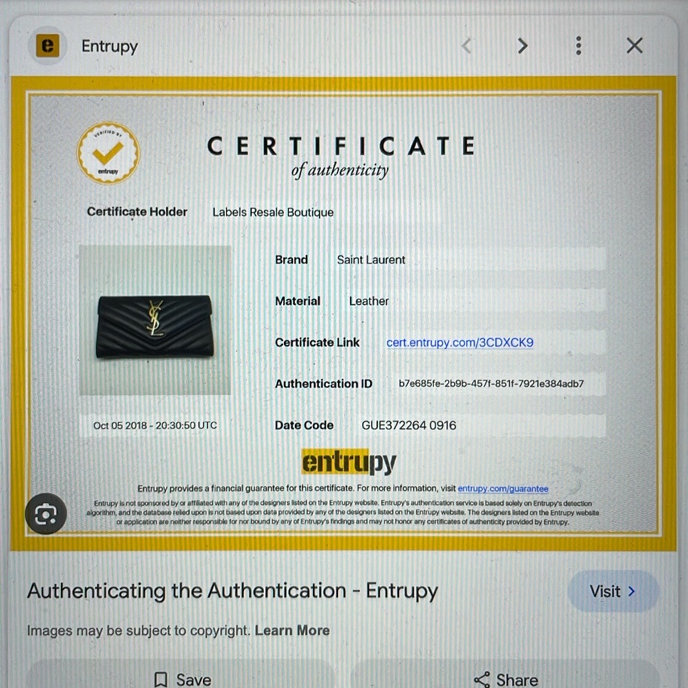 Certificate of Authenticity (CoA)